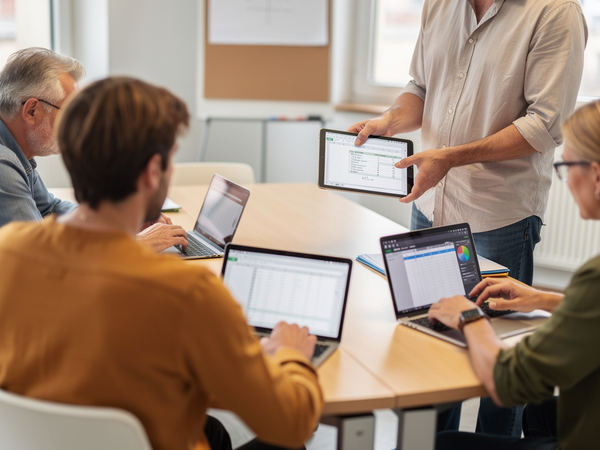 Bild zu Tabellenkalkulation mit Hilfe von Tablets, KI-generiertes Bild