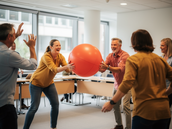 Bild zu Das Spielen entdecken und Spielräume nutzen: „Kin-Ball“ – Ein Teamspiel mit drei Mannschaften, KI-generiertes Bild
