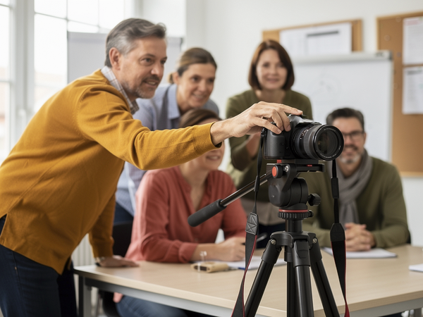 Bild zu Einstieg in die Filmproduktion: Die ersten 4 bis 6 Wochen in einem Medienliteraturkurs (Bildsprache, Kameraarbeit und Filmschnitt), KI-generiertes Bild