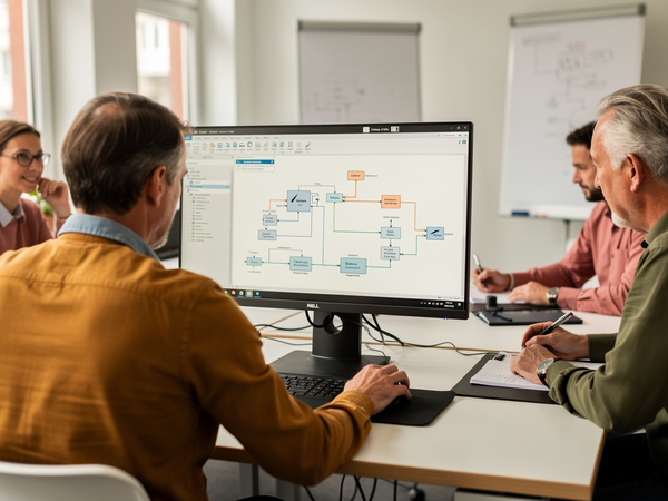 Bild zu Prozessvisualisierung mit SIMATIC WinCC Advanced
und SIMATIC S7 im TIA Portal, KI-generiertes Bild