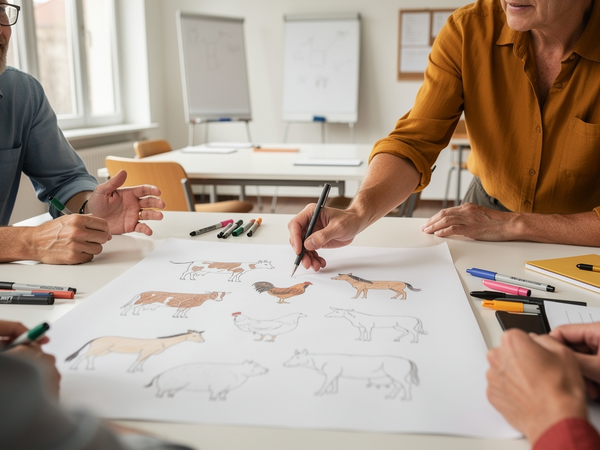 Bild zu Englisch in der Primarstufe und Sekundarstufe I: Animals - farm animals, pets, wild/ zoo animals, KI-generiertes Bild