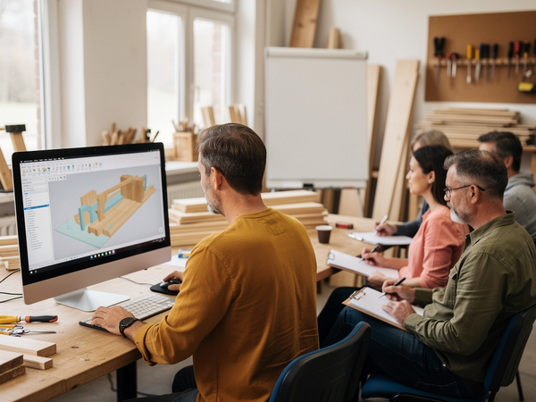 Bild zu Digitale Planung und Fertigung Tischler/Tischlerin/Holztechnik: CAD Von der Modellierung zur normgerechten Fertigungszeichnung (Interiorcad), KI-generiertes Bild