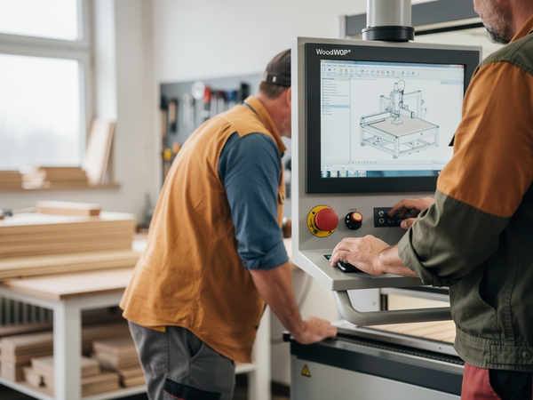 Bild zu Digitale Planung und Fertigung Tischler/Tischlerin/Holztechnik: Werkstattorientierte Programmierung (WOP) am BAZ (WoodWop), KI-generiertes Bild