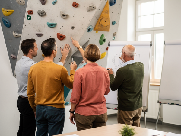 Bild zu Bewegen an Geräten – Turnen: Bouldern in der Sekundarstufe – Spiele und Techniken zum Lösen von Boulderproblemen, KI-generiertes Bild