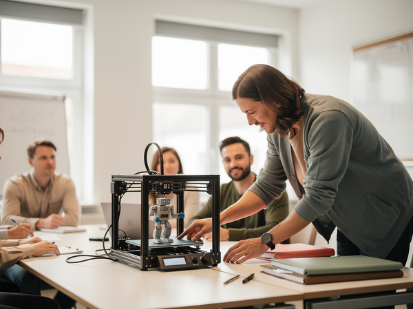Bild zu Minibot und Düvelbot im Unterricht - 3D-Druck, Elektronik und Programmierung im MINT-Unterricht projektorientiert kombinieren, KI-generiertes Bild